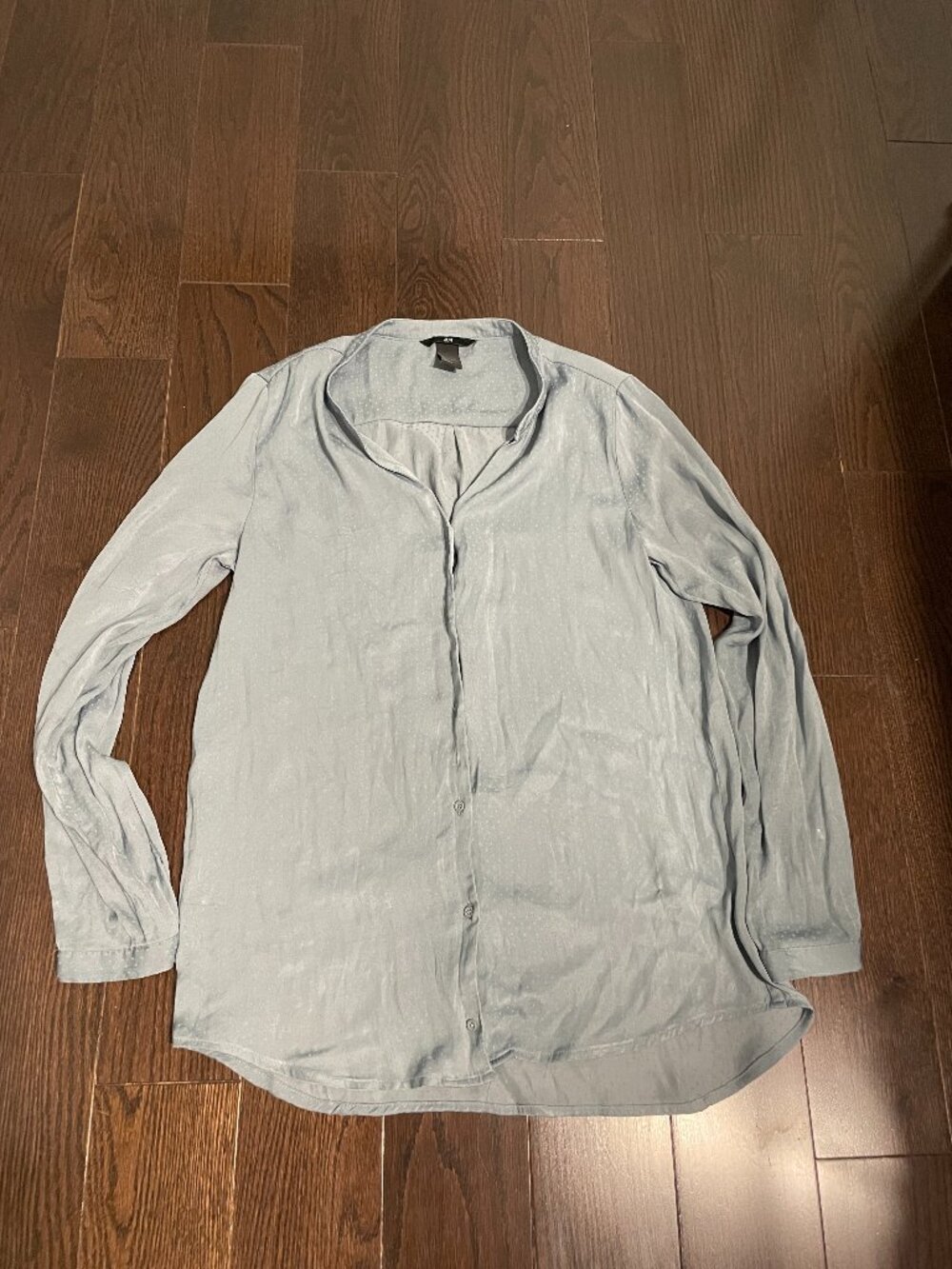 H&M Blue Long-Sleeve Button-Down Blouse